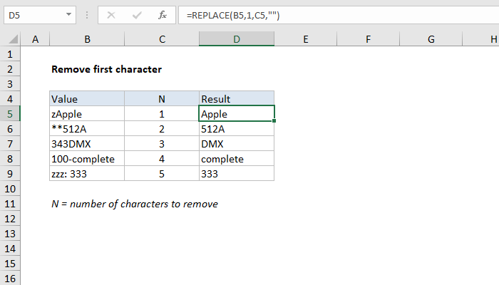 Excel Remove Characters Formula